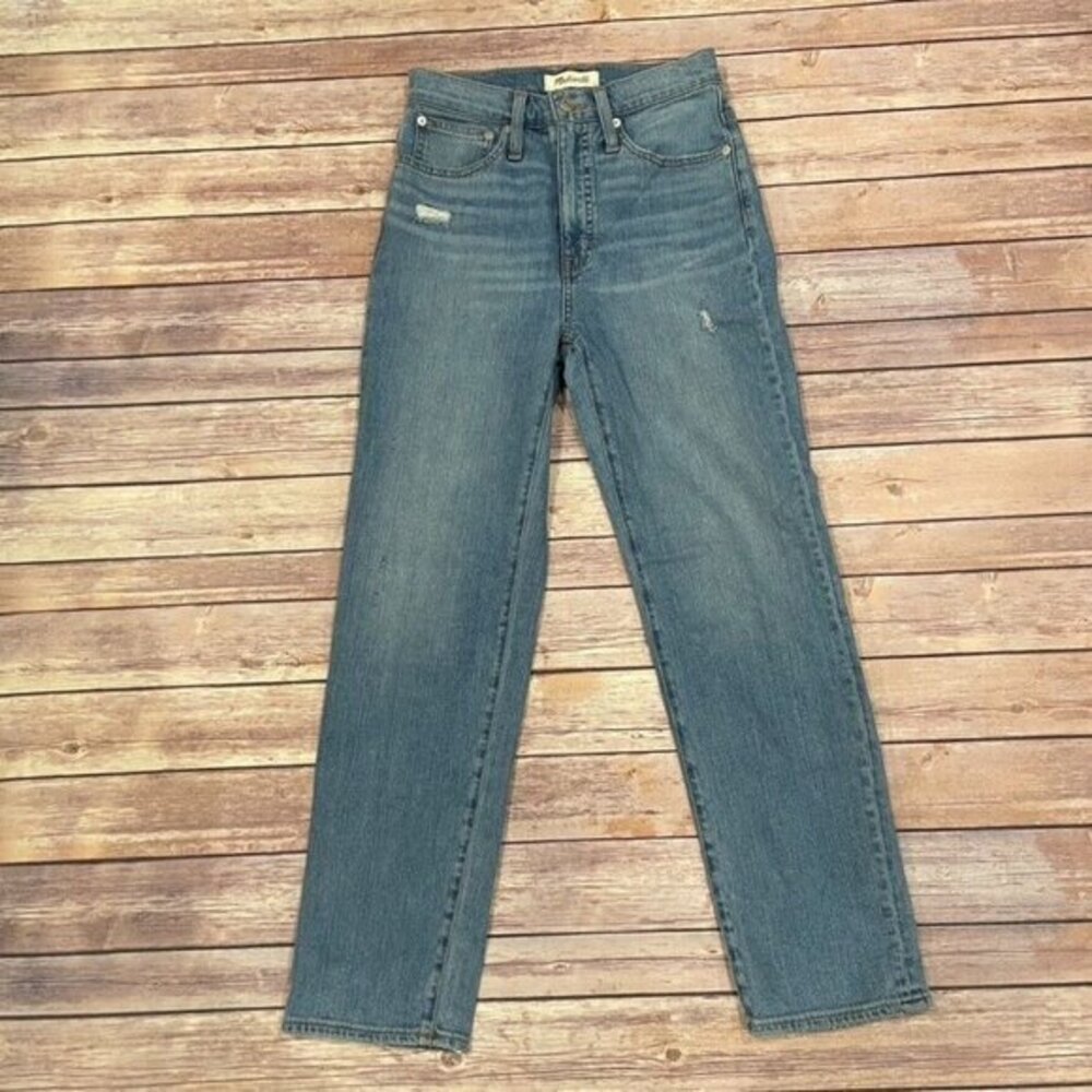 Madewell Classic Straight Jeans M3004 Distressed Medium Wash - Picture 1 of 9